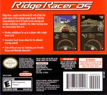 Ridge Racer DS (USA, Europe) box cover back